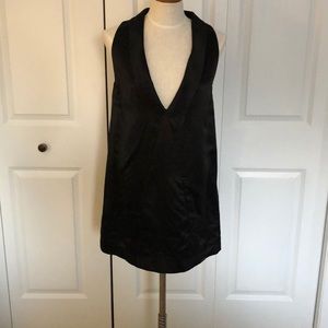 Black satin mini dress